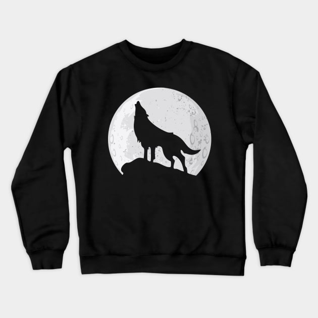 Wolf Howling at Moon Crewneck Sweatshirt by mikevdv2001